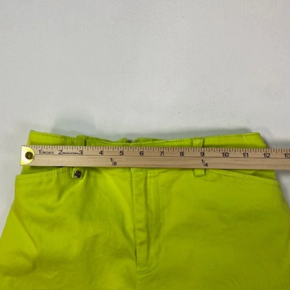 Lauren Ralph Lauren Neon Lime Green Bermuda Golf Shorts‎ Side Zip Pocket Womens